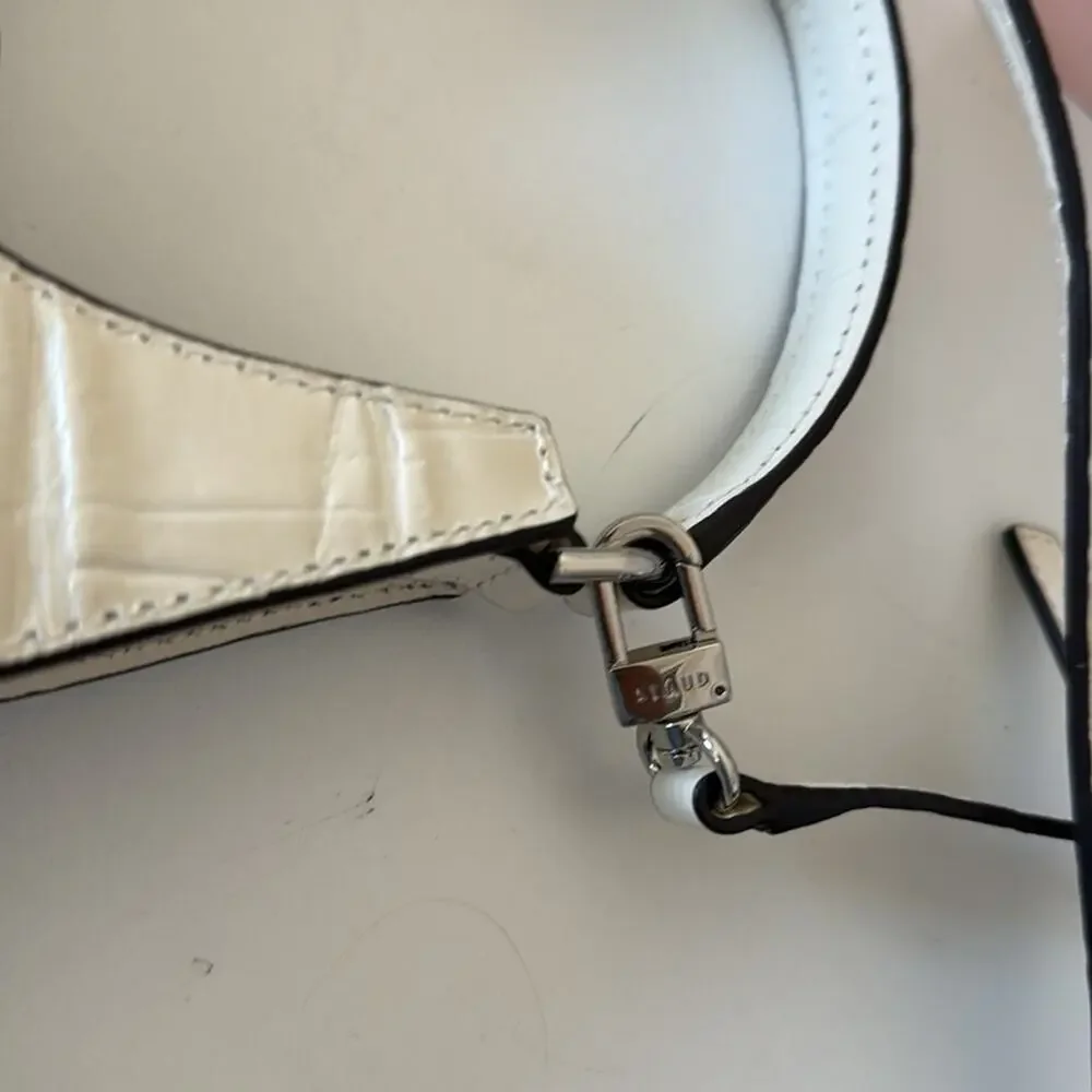 Staud Mini Crossbody Rey Bag Cream Croc Embossed
